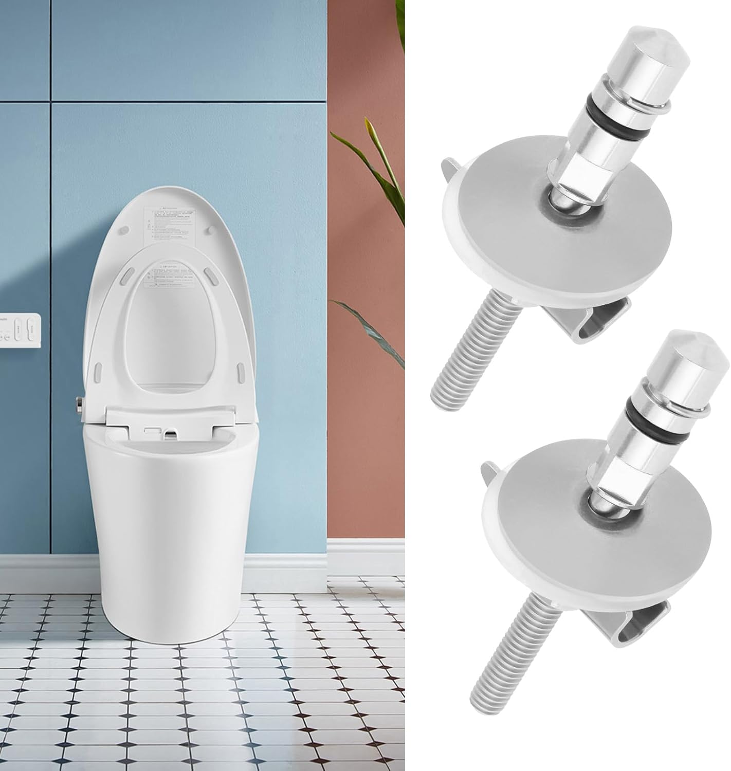 Create Idea 1 Pair Toilet Seat Fixing Hinge Set M6 X 71.5Mm Stainless Steel Toilet Lid Hinge Fixing Bracket C0102G Compatible with LUVETT image number 6