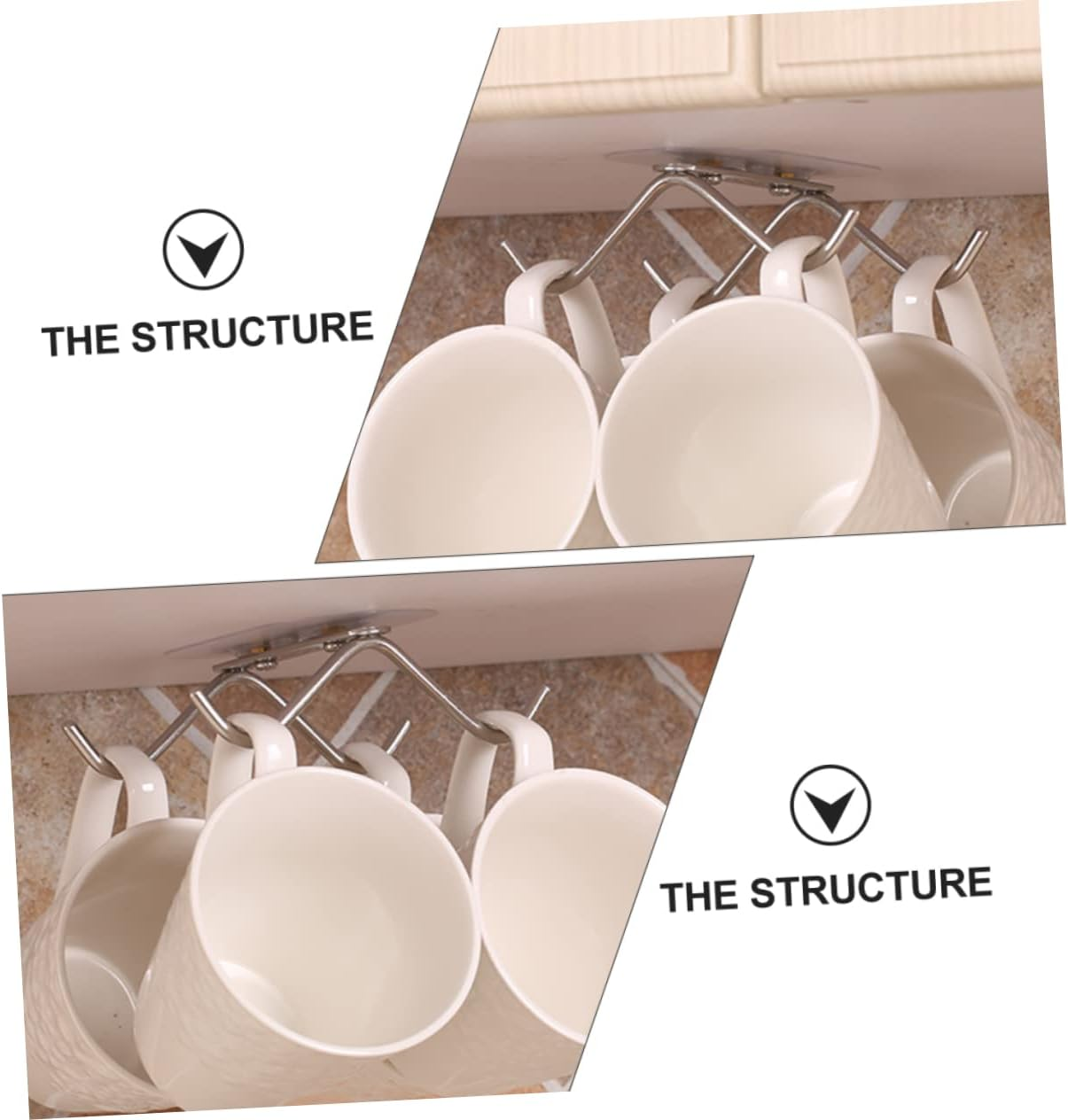 NAMOARLY 1Pc Stainless Steel Cup Stand Punch Storage Rack Compact Hanging Shelf for Coffee Cups and Small Items Home Cup Organizer under Cabinet image number 5