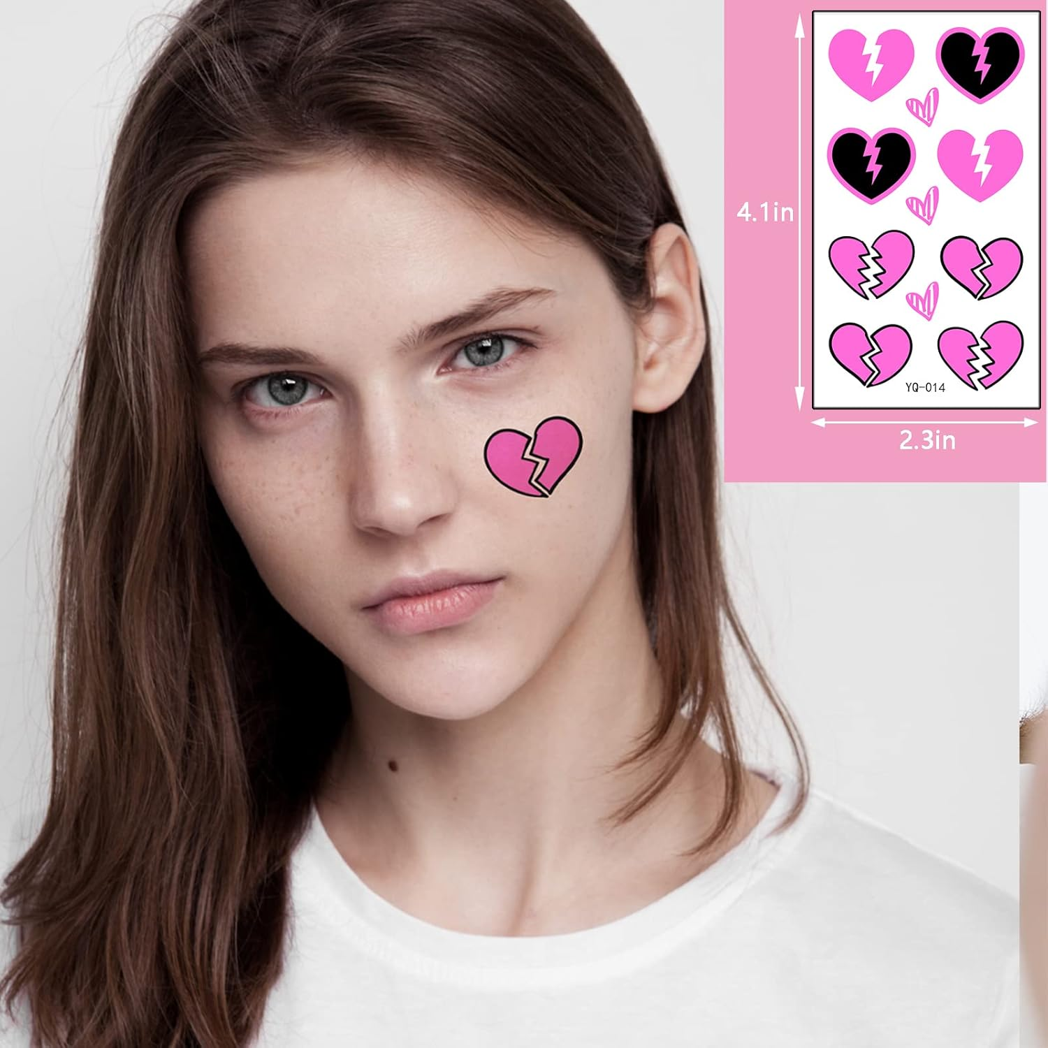 Maripabon UV Neon Temporary Tattoos 170 Pieces Pink Heart Shaped Shimmer Designs Love Glow in the Dark Tattoos Stickers Flash Fake Waterproof Tattoos for Women Men Body Face Art