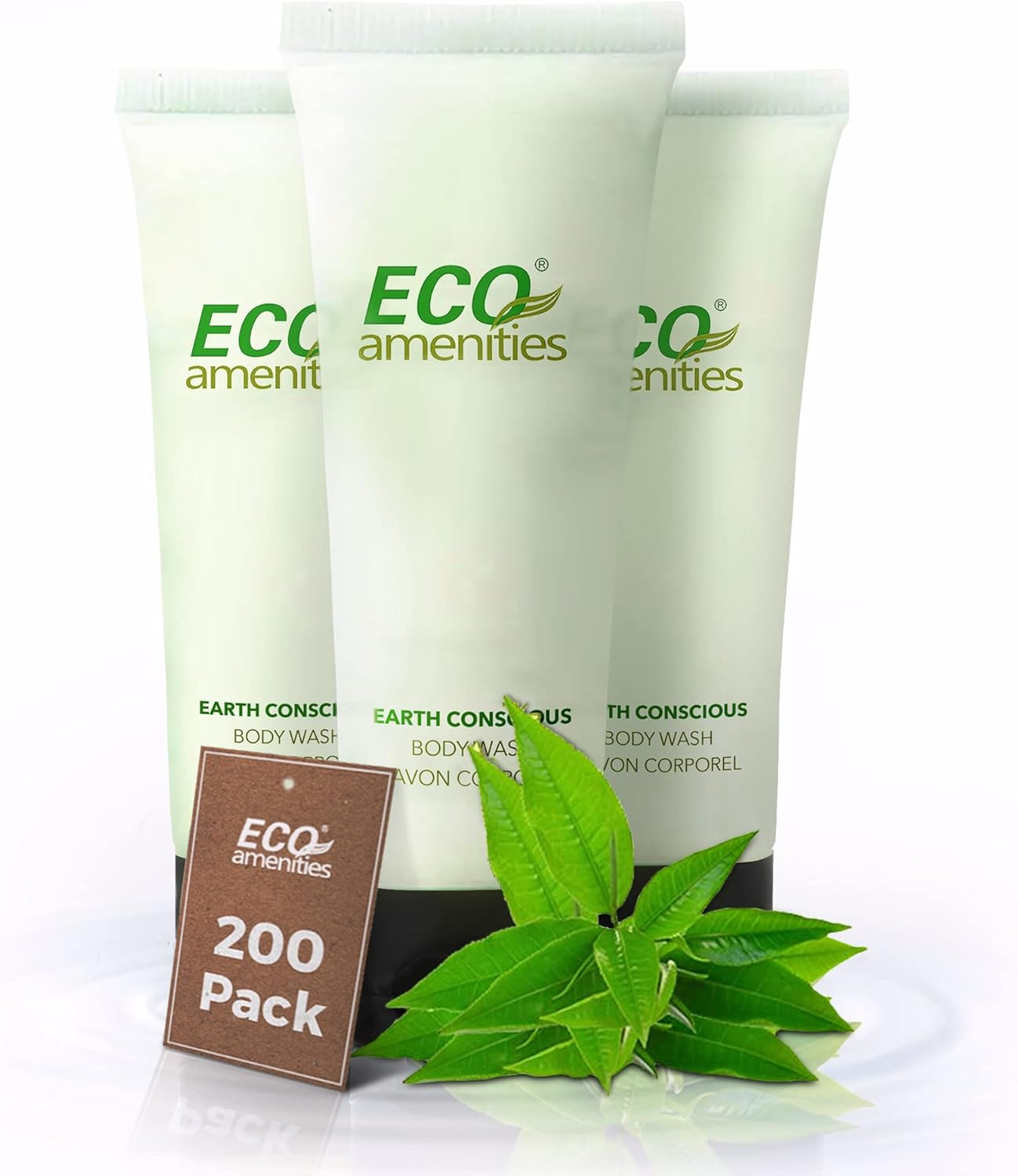 ECO AMENITIES Travel Size 1.1Oz Hotel Body Wash in Bulk, Clear, Green Tea, 200 Count image number 3