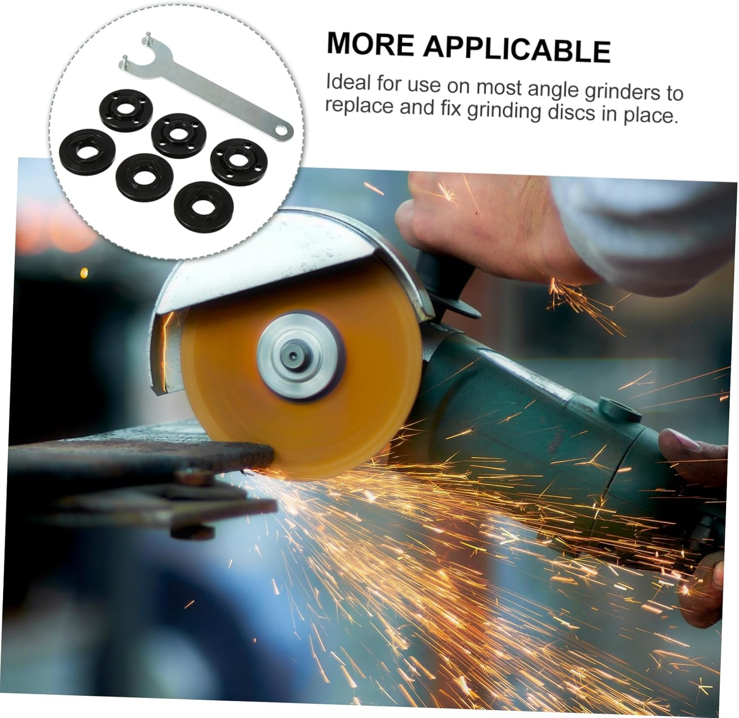 Angle Wrench Spanner with Gaskets Flange Nut Kit for Grinding Machines 7Pcs Set Including Pin Wrench and Upper Lower Press Plates Suitable for Power Tool Maintenance