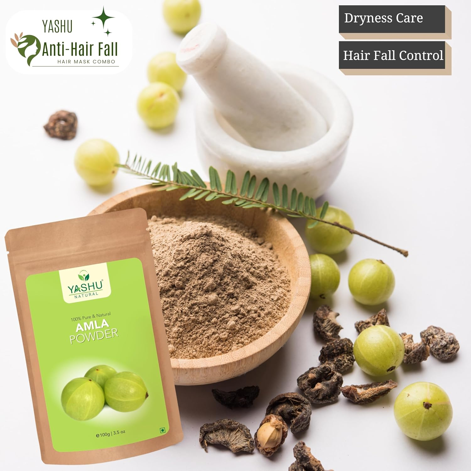 YASHU Pure Hibiscus Bhringraj Fenugreek Seed Amla Organic Powder for Hair & Scalp Care | for Men & Women (400G) image number 2