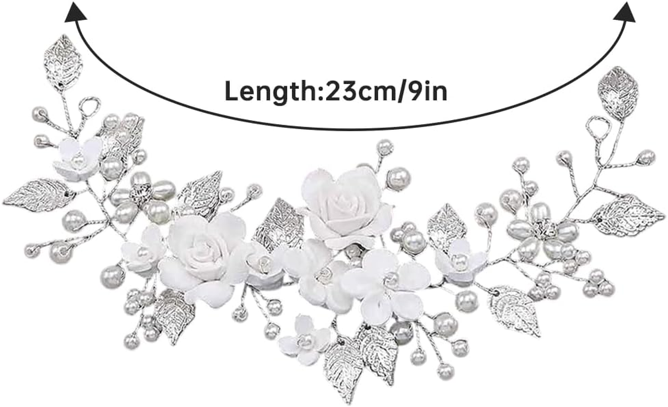 Silver Crystal Headband, Flower Leaf Headpiece, Wedding Hair Accessories for Bride, Hair Accessories for Women and Girls