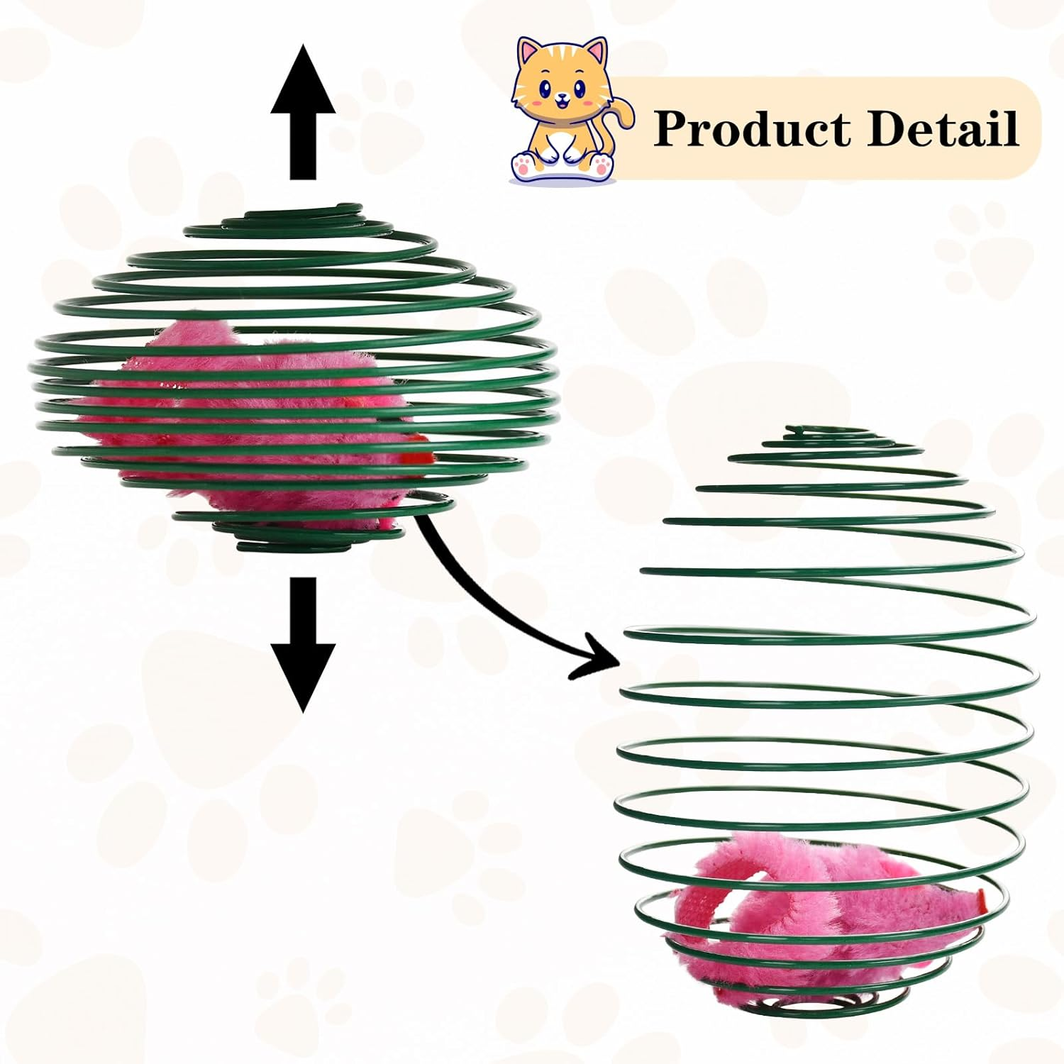 Cooshou Cat Interactive Bouncy Toy Balls Set Metal Cage Balls with Mice Spring Toy Balls for Cats Kittens Colorful Cat Teaser Ball with Mouse for Indoor Cats (10 PCS) image number 4