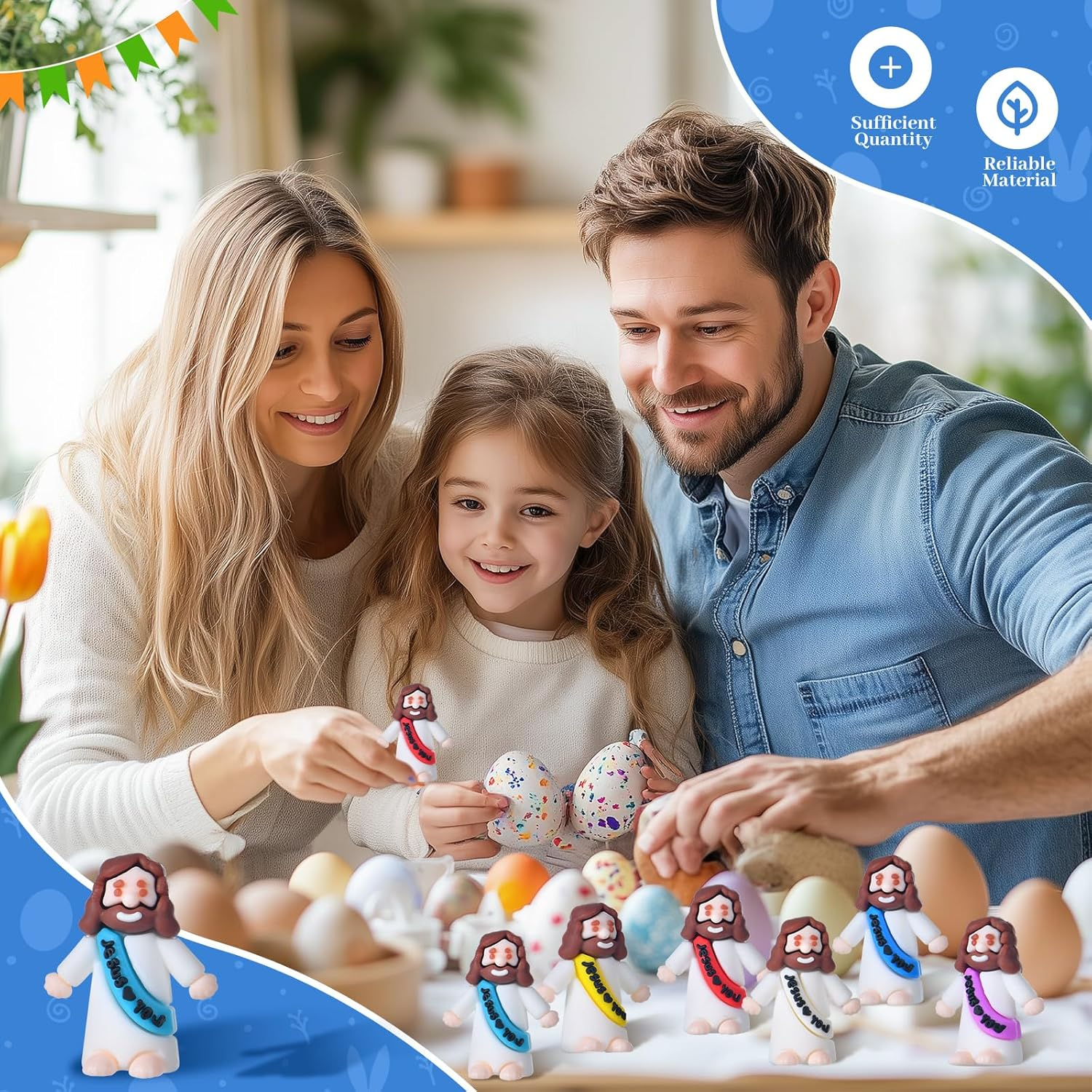 60 Pack Little Jesus Figures, Easter Jesus Loves You Toys to Hide and Seek Sunday School Baptism Gifts Religious Party Favors Easter Egg Stuffers image number 5