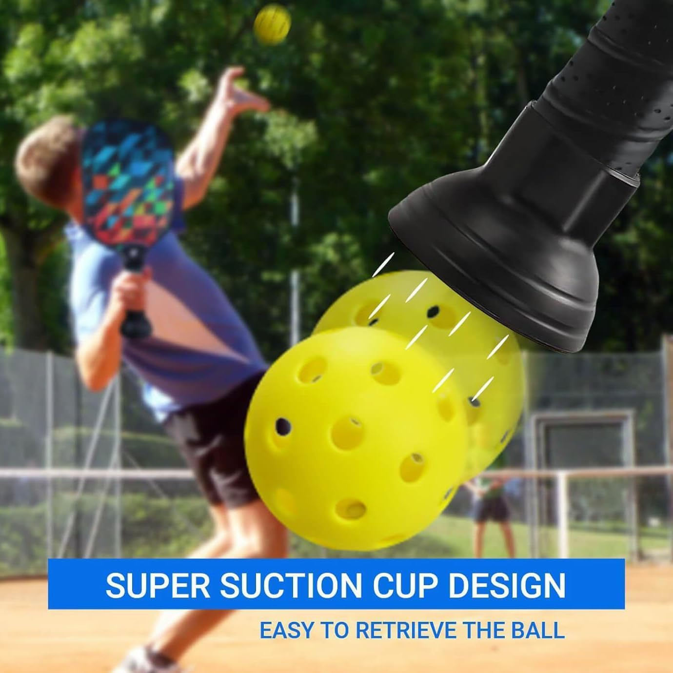 Liyquint 2 Pack Pickleball Ball Retriever Suction Cup ，Ergonomic Ball Picker Upper for Paddles, Portable Pickleball Accessories with Strong Suction, Easy Pickup Grabber for Training Games image number 2