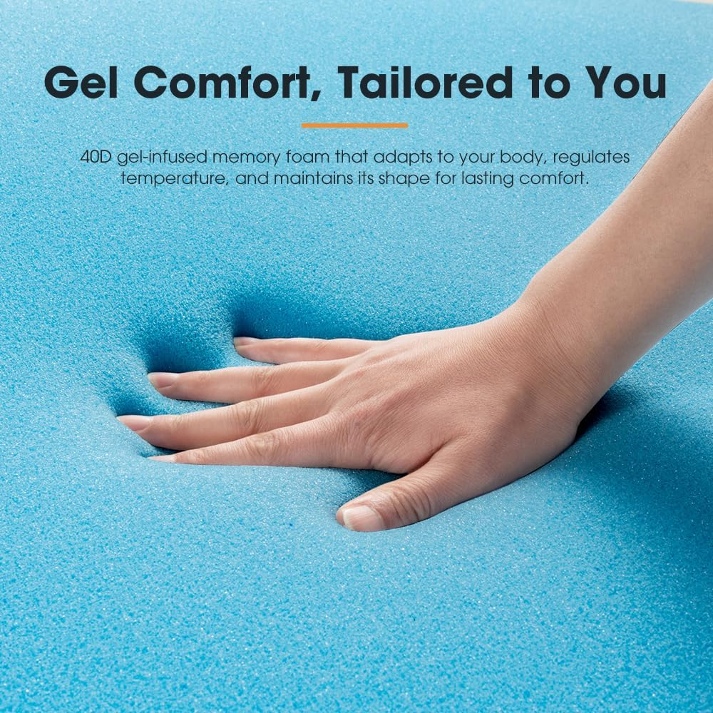 San Hima Camping Foam Mattress Topper Memory Foam 198X145X6CM - Plush 40D Gel-Infused, Lightweight Cool Tencel Cover, Enhances Sleep Comfort, Easy to Pack & Travel, Ideal for Caravan Bed image number 5