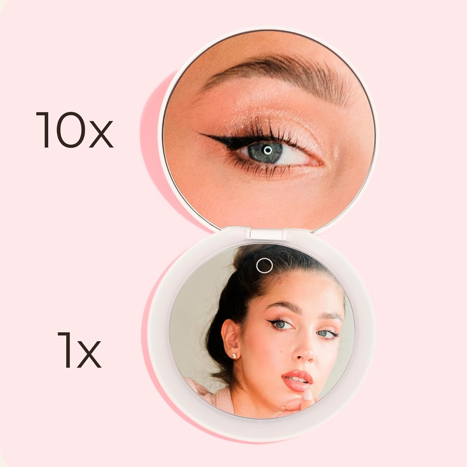 Ilios Lighting Black LED Compact Mirror with Light and 1X and 10X Magnifying Mirror in 5-Inch Mini Size Ideal for Travel image number 6