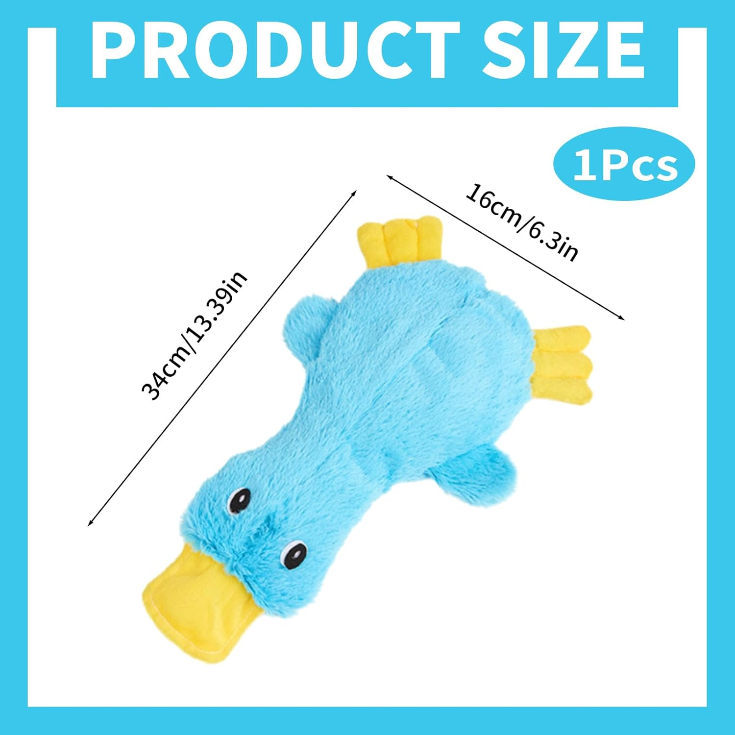 YSHIGUING Calming Duck Dog Toy for Indoor Puppy,Quack-Quack Duck Dog Toy,The Cute Dog Duck, Dogs Emotional Support Duck Pillow,Crinkle Squeaky Plush Stuffed Duck Dog Chew Toys,Birthday Gift (Blue) image number 5