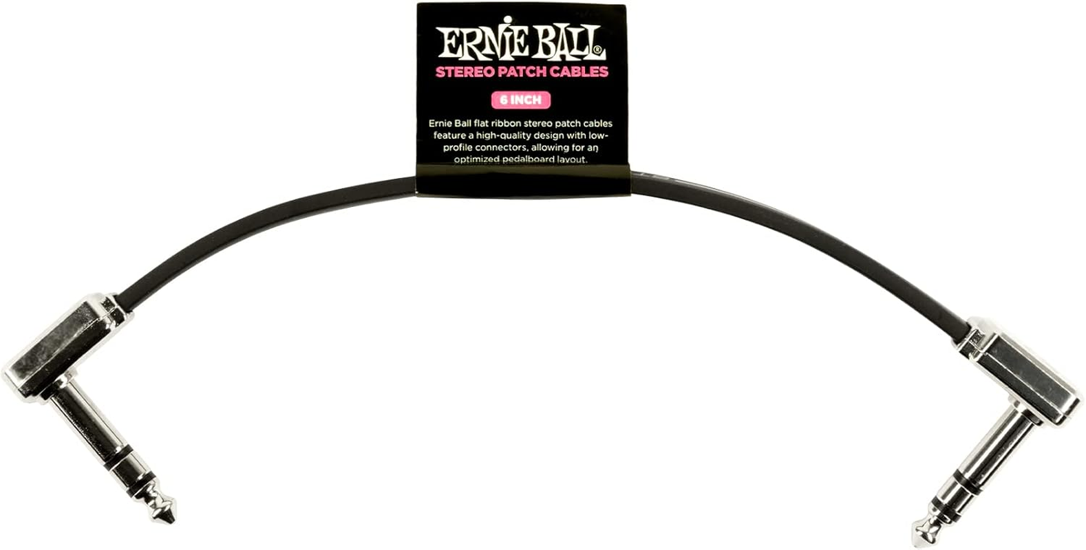 Ernie Ball 6" Single Flat Ribbon Stereo Patch Cable - Black