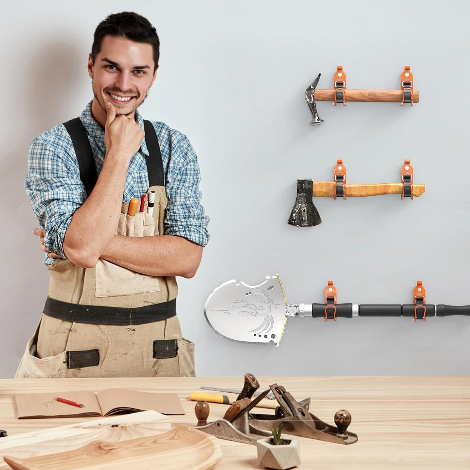 2 PCS Shovel Holders,Shovel Mount for Roof Truck Clamps,Quick Release Axe Holder with Screws,Metal Rubber Clamps,For Roof Rack,Truck,Boats and Workshop Equipment and Tools image number 5