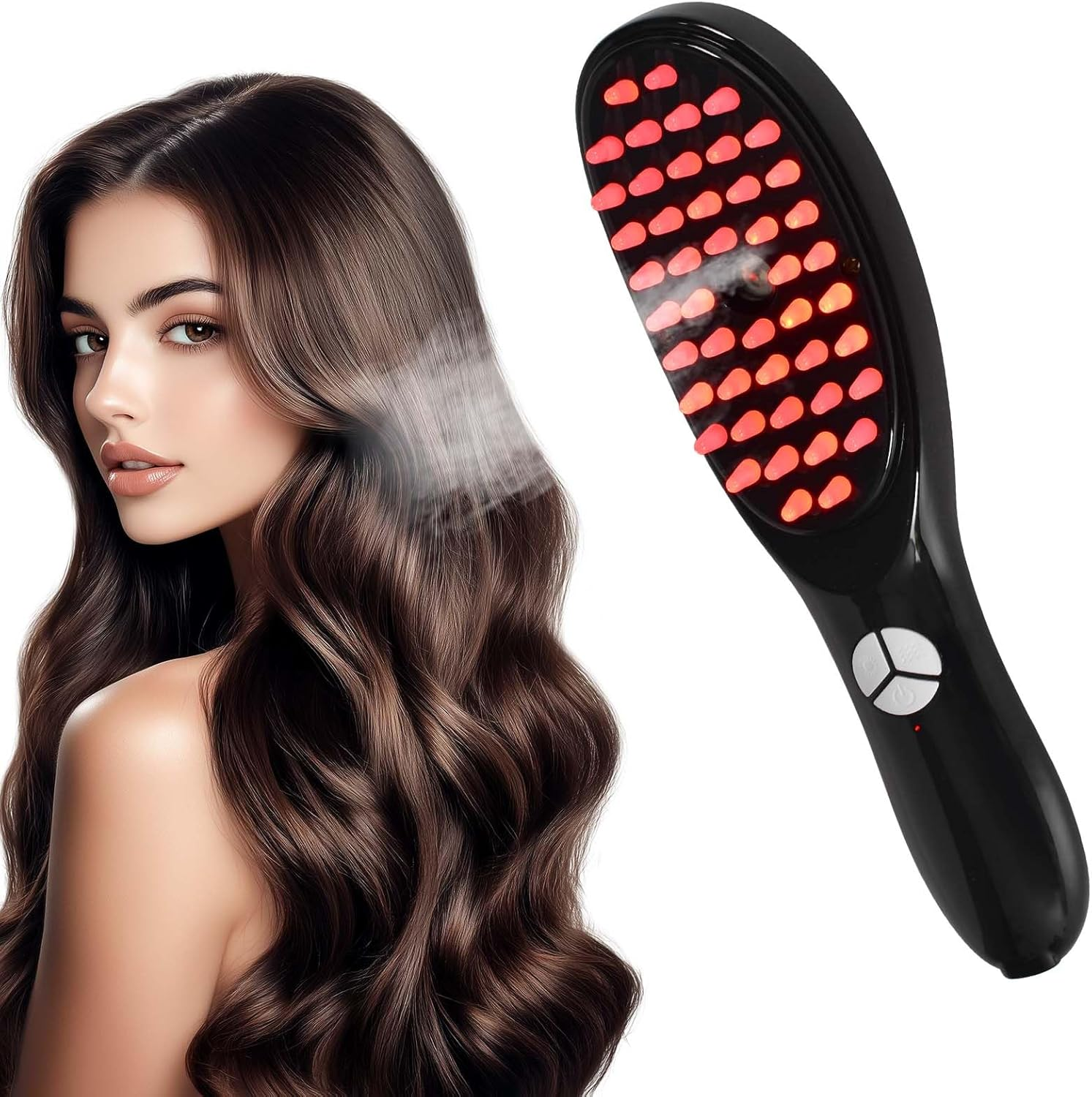 Electric Scalp Massage Brush, Wireless Spray Massage Comb with Red & Blue Light with 3 Modes, Scalp Massager, Massage Comb, Ideal for Hair Care and Relaxation image number 1