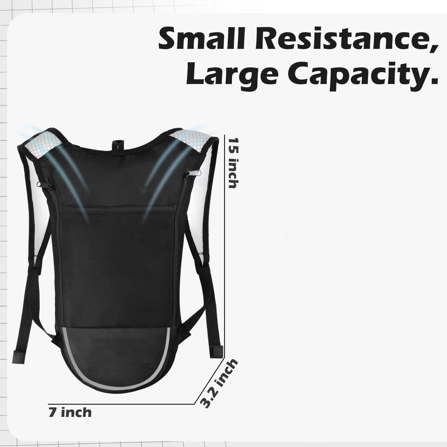 2 Pack Hydration Backpack Pack, Lightweight Breathable Water Backpack with 3 Layer Pockets, Reinforced Shoulder Straps for Hiking Running Cycling image number 1