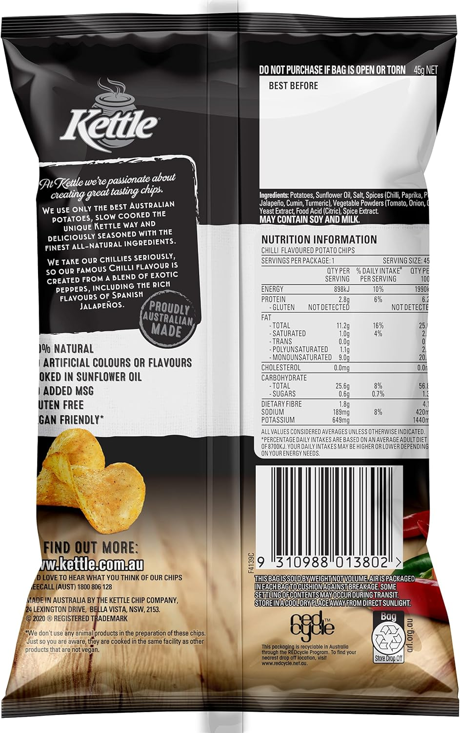 Kettle Chips Chilli 45 G X 18 image number 1