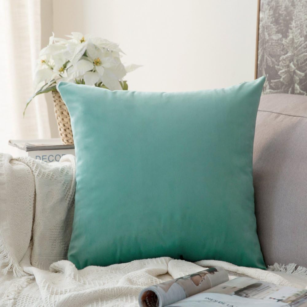 MIULEE Velvet Throw Pillow Covers 18X18 Inch, Pack of 2 - Dark Blue, Super Soft Decorative Square Cushion Cases Modern Luxury Home Decor for Sofa, Couch, Bed, Chair with Invisible Zipper