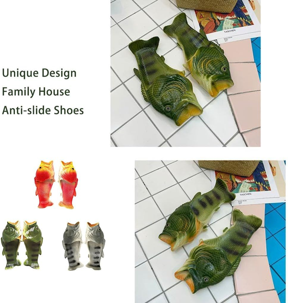 Funny Fish Slippers Children Adult Footwear Unique Design Family House Shoes Summer Beach Parent-Child Sandals Large Size, Red, 34-35 image number 2