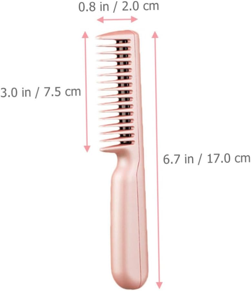 Heating Hair Straightening Brush and Curler Comb Portable USB Rechargeable Pink Mini Travel Hair Straightener Comb for Women image number 6