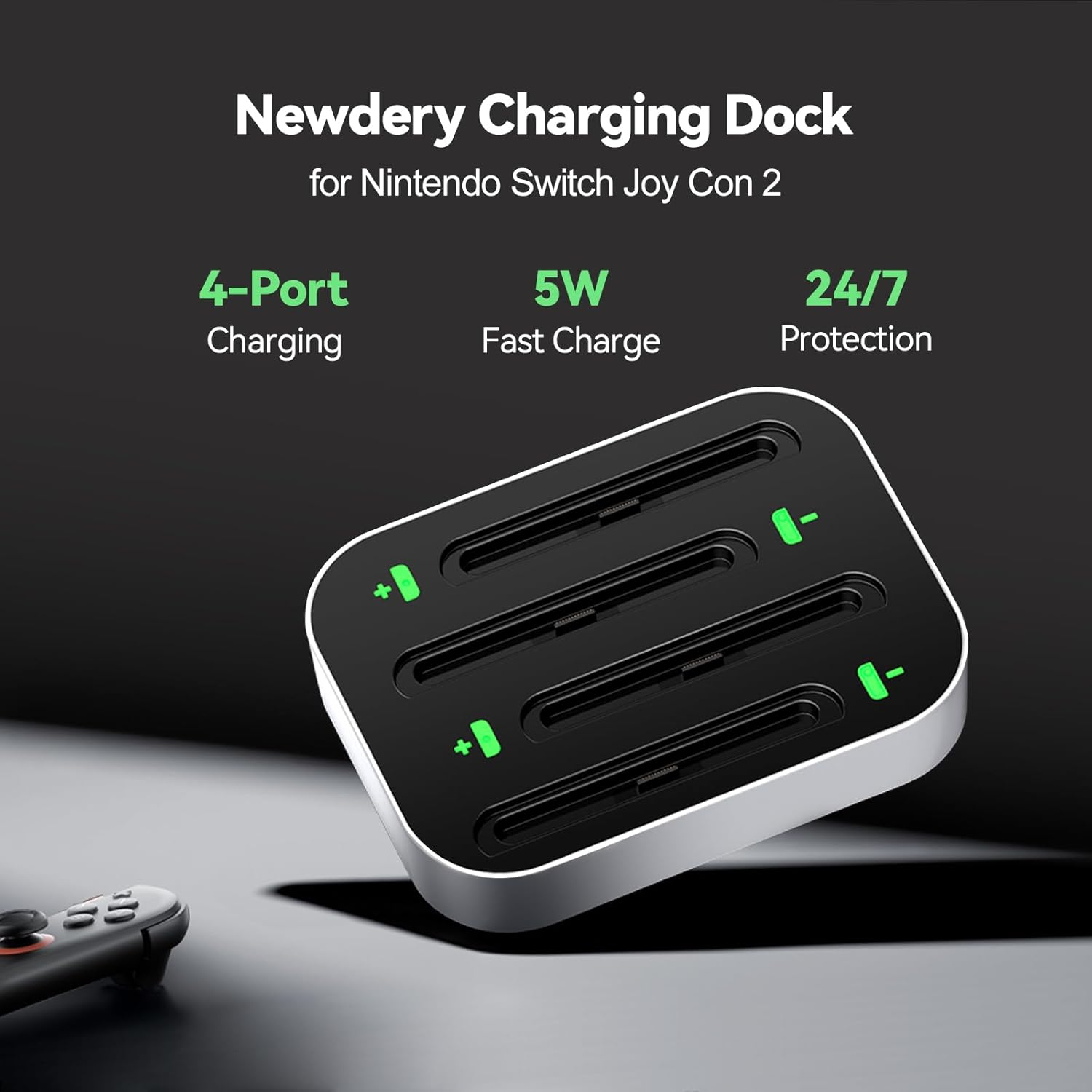 Newdery Controller Charger for Nintendo Switch 2 Joy Con, 2.5H Fast Charging Dock with LED Indicator for Joycon 2 Controllers, 4-In-1 Charged Docking Station for Switch 2 Joycons Accessories image number 6