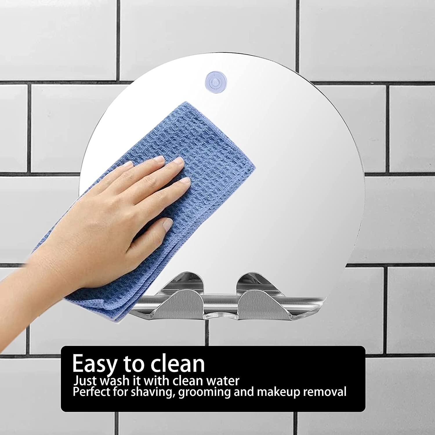 Fogless Shower Mirror round Shape with Anti-Fog Coating, Convenient Mirror for Shaving, Applying Makeup, Washing Face, Ideal Family, Husband, Boyfriend image number 1