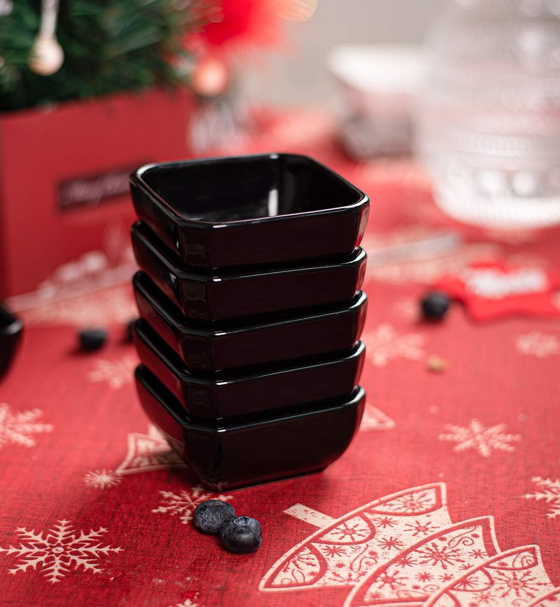 3 Oz Ceramic Dip Bowls Set- Delling Black Dipping Sauce Bowls/Dishes for Tomato Sauce, Soy, BBQ and Other Party Dinner-Chip and Serving Bowls Set - Set of 6 image number 3