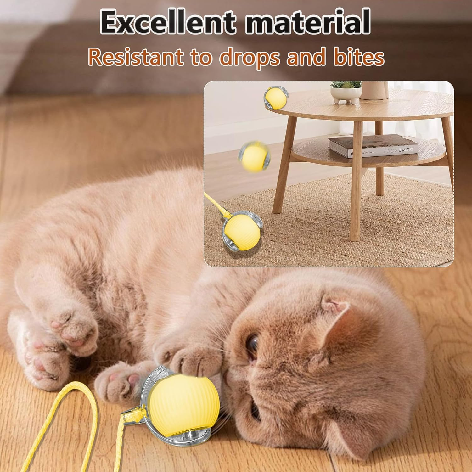 Oiuyamn 2025 Upgraded Interactive Cat Ball Toy, Automatic Rolling Cat Ball, Intelligent Mobile Kitten Toy with Elastic Mesh Tail, Motorized Cat/Dog Ball Toy for Indoor Pet Cat - Pink image number 5