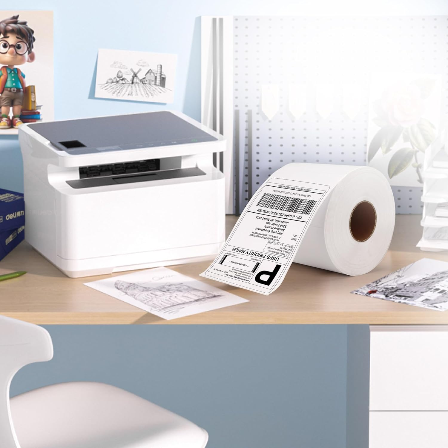 Thermal Direct Shipping Label,4''X 6'' Shipping Thermal Labels for Shipping Labels,Barcode Label, Small Business,1000Pcs/Roll image number 4