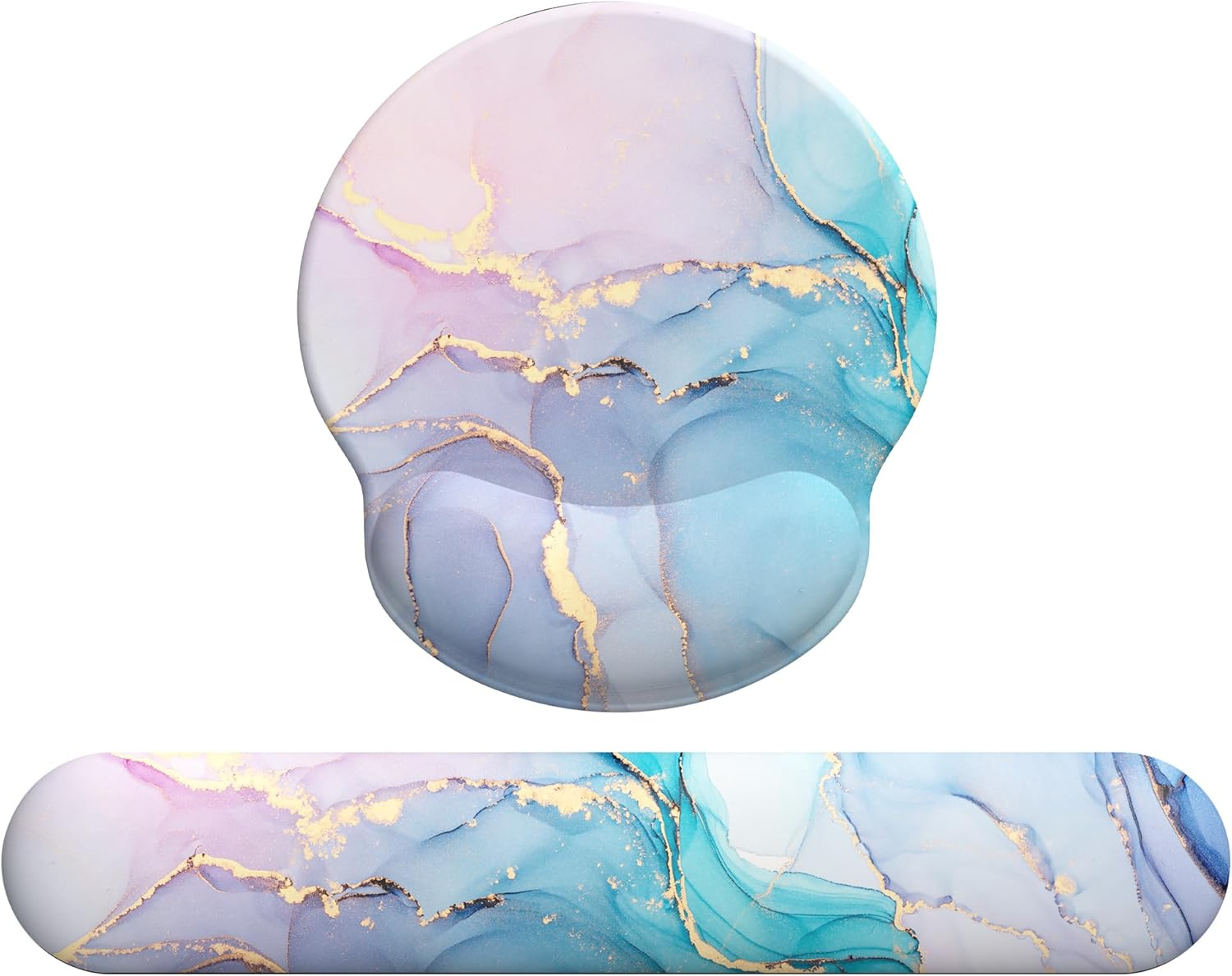 Giecy Mouse Pad Wrist Support, Ergonomic Memory Foam Keyboard Wrist Pad & Gel Mouse Wrist Rest Set for Computer Keyboard for Easy Typing & Pain Relief for Office Home (Pink Blue Marble Set) image number 6