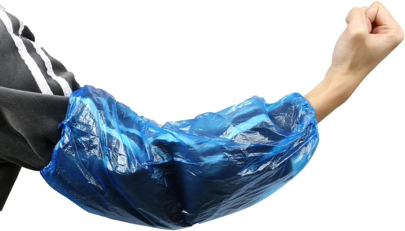 Plastic Oversleeves Protector, Disposable Arm/Sleeves Covers Waterproof Protector, 15.7 Inches,Blue(100 PCS) image number 2