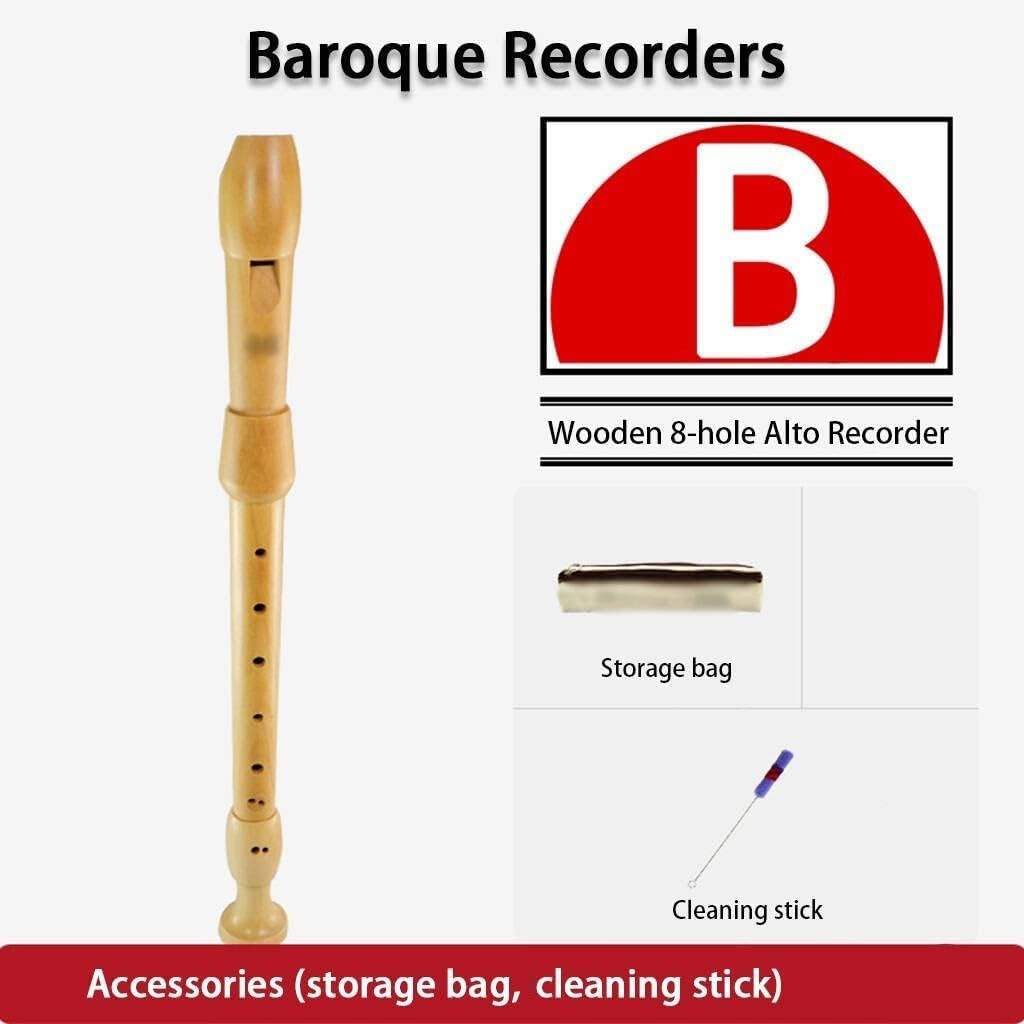 Recorders Instrument, German Recorders 8 Holes for Beginners, Baroque Recorders 3 Piece for Professional, Maple Wood F Key Alto Flute Instrument, with Cleaning Stick,Storage Bag image number 1