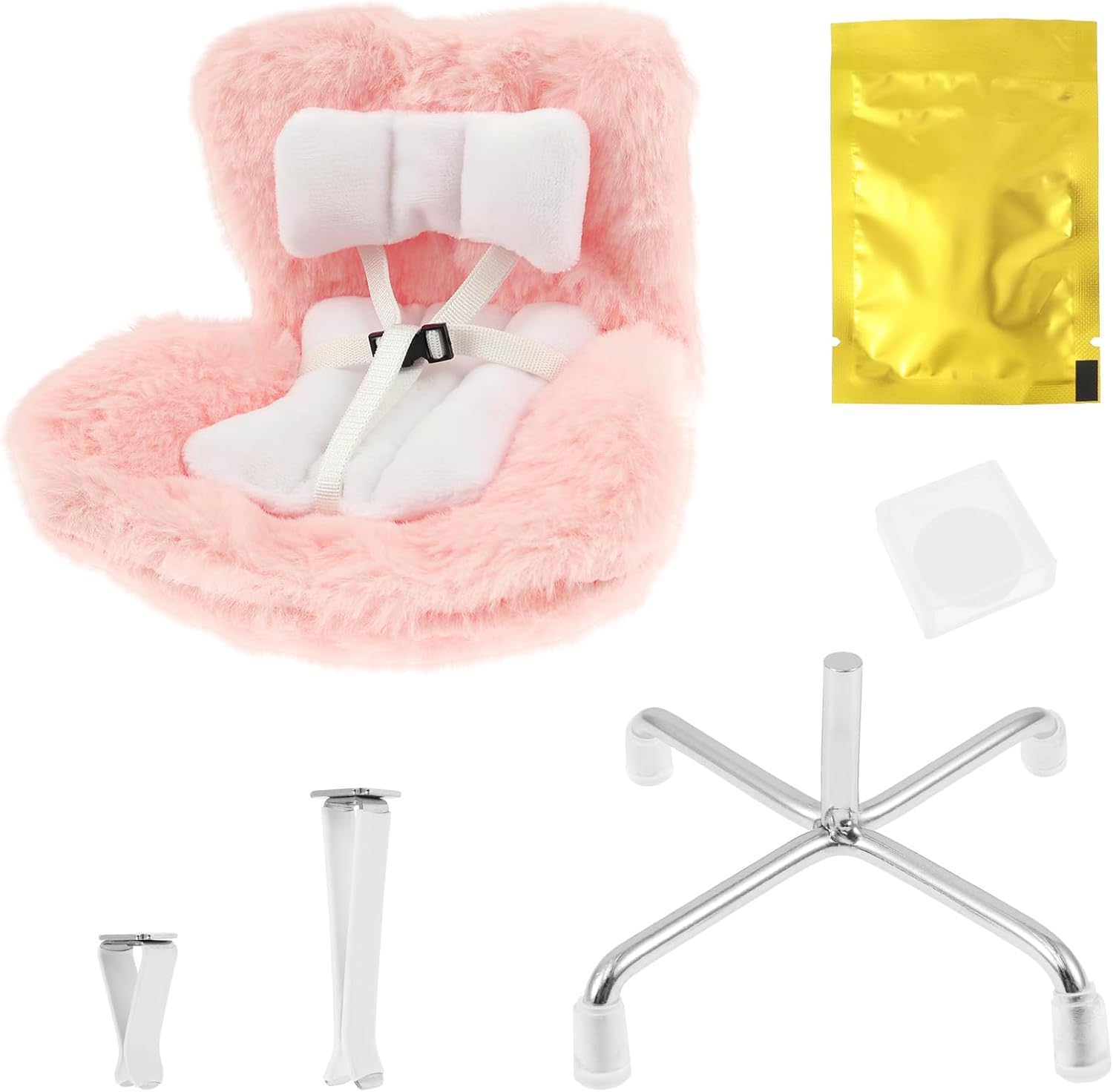 Car Seat for Dolls Car Seat Decor with Soft Furry Cushion Car Ornament for Decorative Car Sofa Seat Cute Air Vent Decor to Display Doll Toy (Pink)