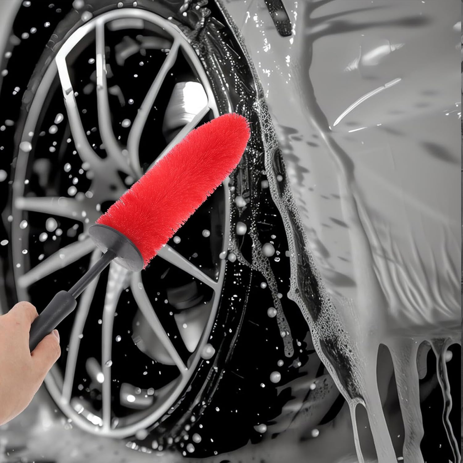 Parliky Ergonomic Car Wheel Cleaning Brush for Vehicle Wash Iron PP Materials Versatile Tire and Rim Cleaner for Thorough Automotive Detailing and Reach Areas image number 5