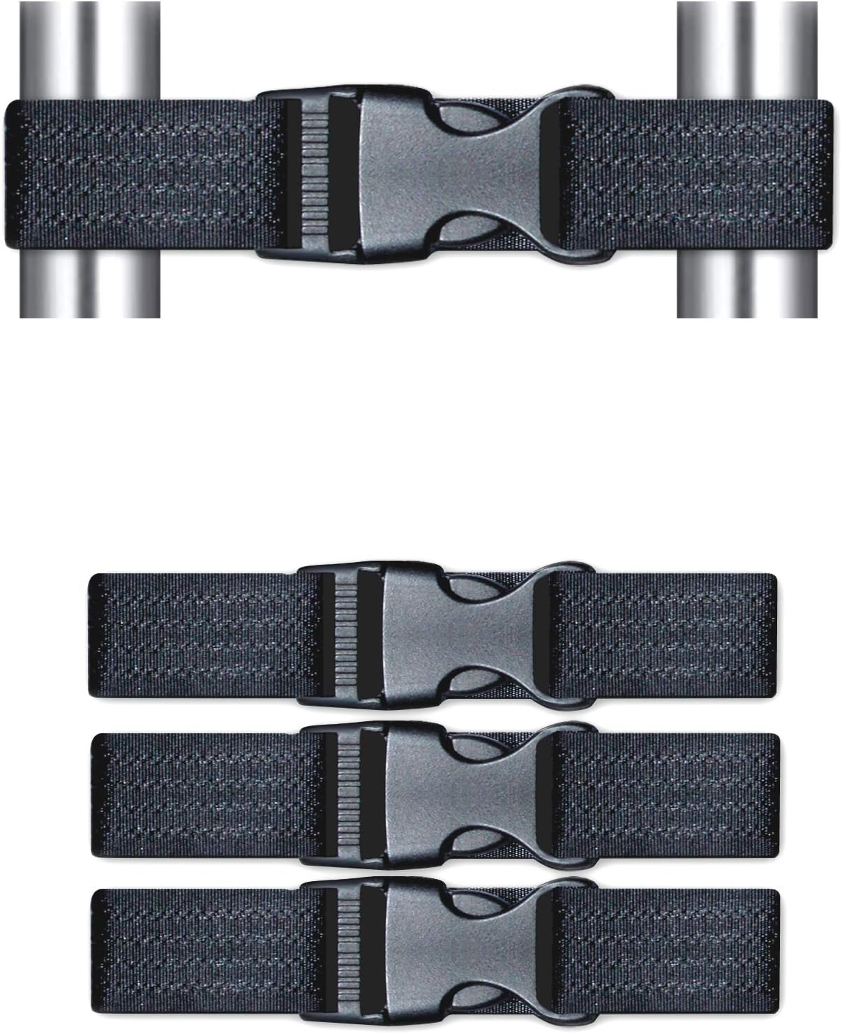 Coosin Baby Safety Locks,Handles Child Safety Locks Simple Installation Home Safety Strap Locks Fit Closed Handle Cabinets,Oven, Double Open the Door Refrigerator, Kitchen Door Ect... (4 Pack, Black)