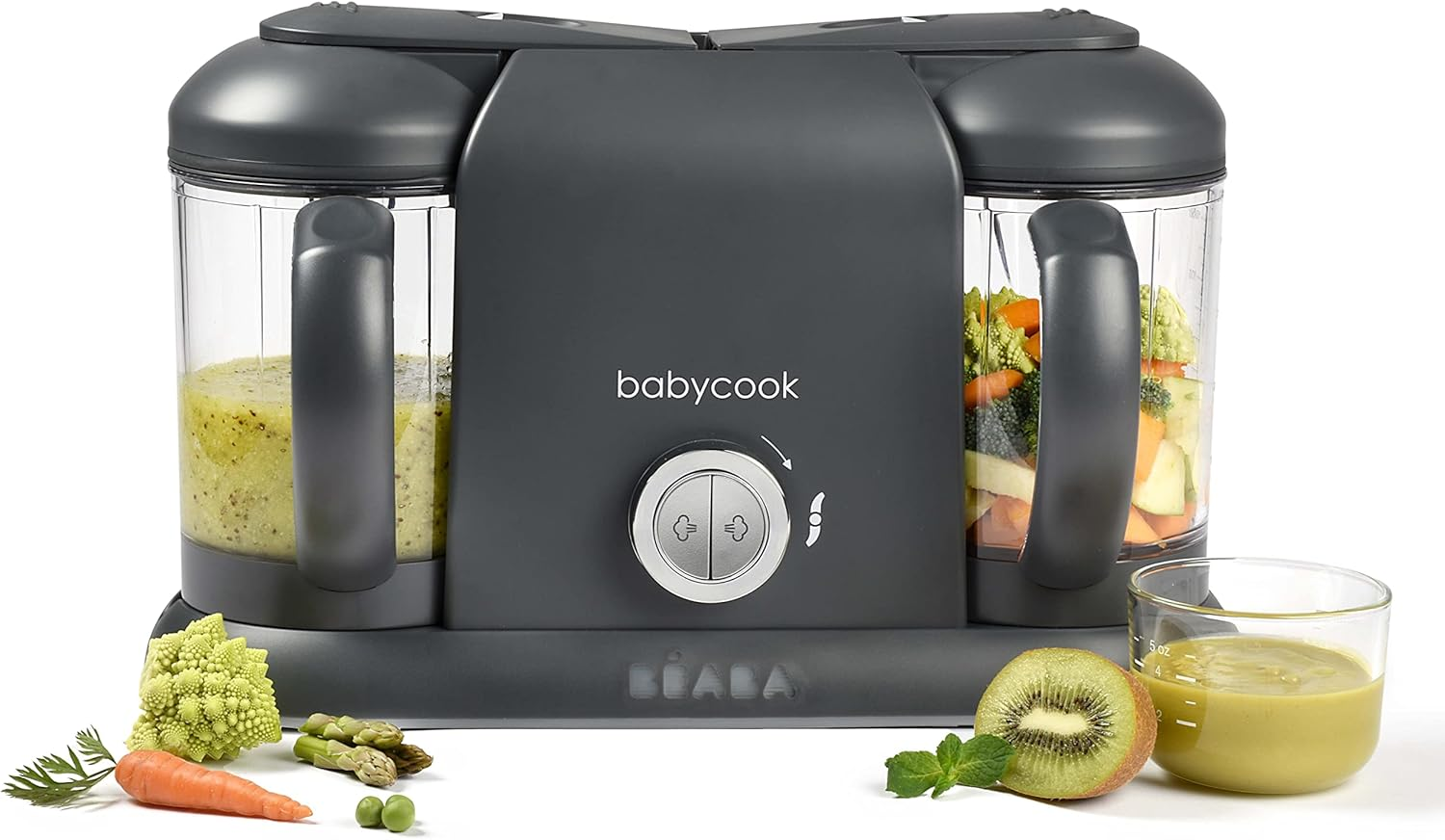 B&eacute;aba Babycook Duo Food Processor 4-In-1 Mixer Quick Steam 15 Min Diversification Food Small Pots Baby House XXL Capacity 2200 Ml Dark Grey, 912952, Dark Grey image number 4
