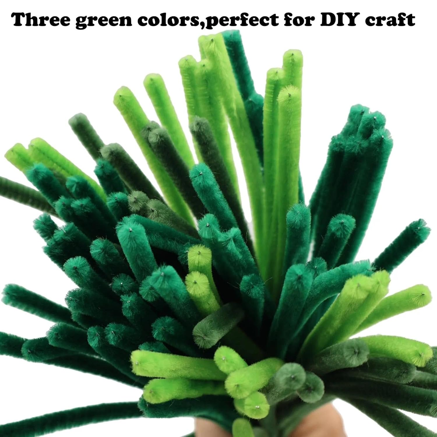 Green Pipe Cleaners Craft Set 300 Pcs, Fuzzy Chenille Stems Pipe Cleaner Kit for DIY Crafts, Christmas Tree & Holiday Decorations &ndash; Unron image number 3