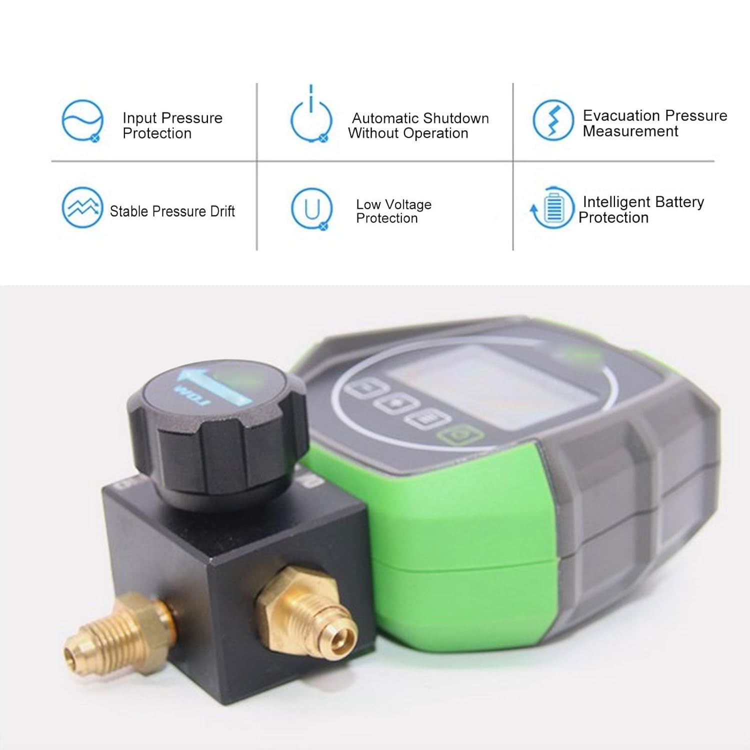 Digital Manifold Gauge, HVAC Vacuum Pressure Temperature Leakage Tester for Air Conditioning System, Manifold Pressure Gauge for Testing Maintaining Refrigerator