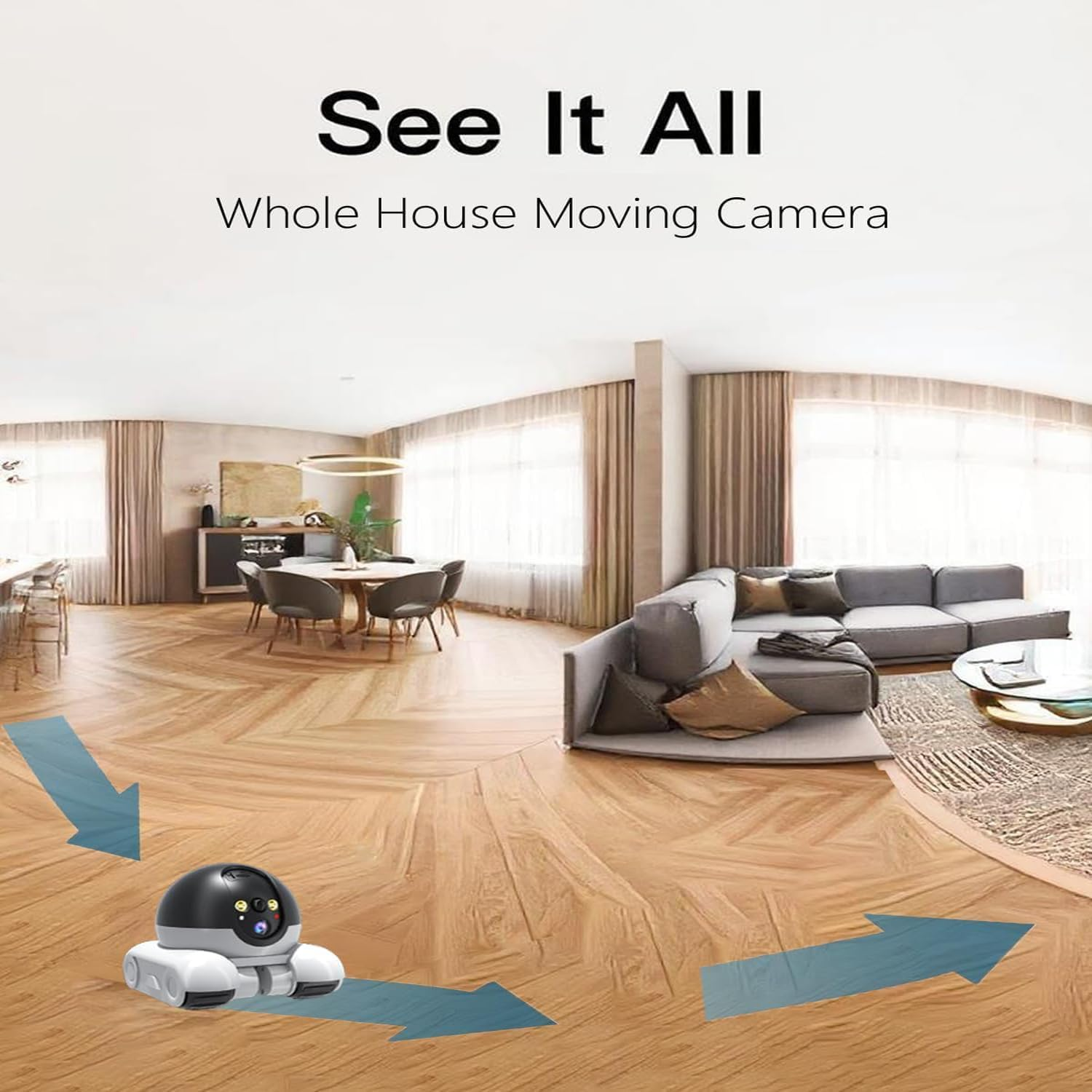 Quintin Camera, Robot Camera on Wheels, 360&deg; View Quintin Robot, 1080P HD Wi-Fi Mobile Pet Cameras with App Control, 2 Way Audio, Night Vision for Pet/Baby/Elderly (Wifi)