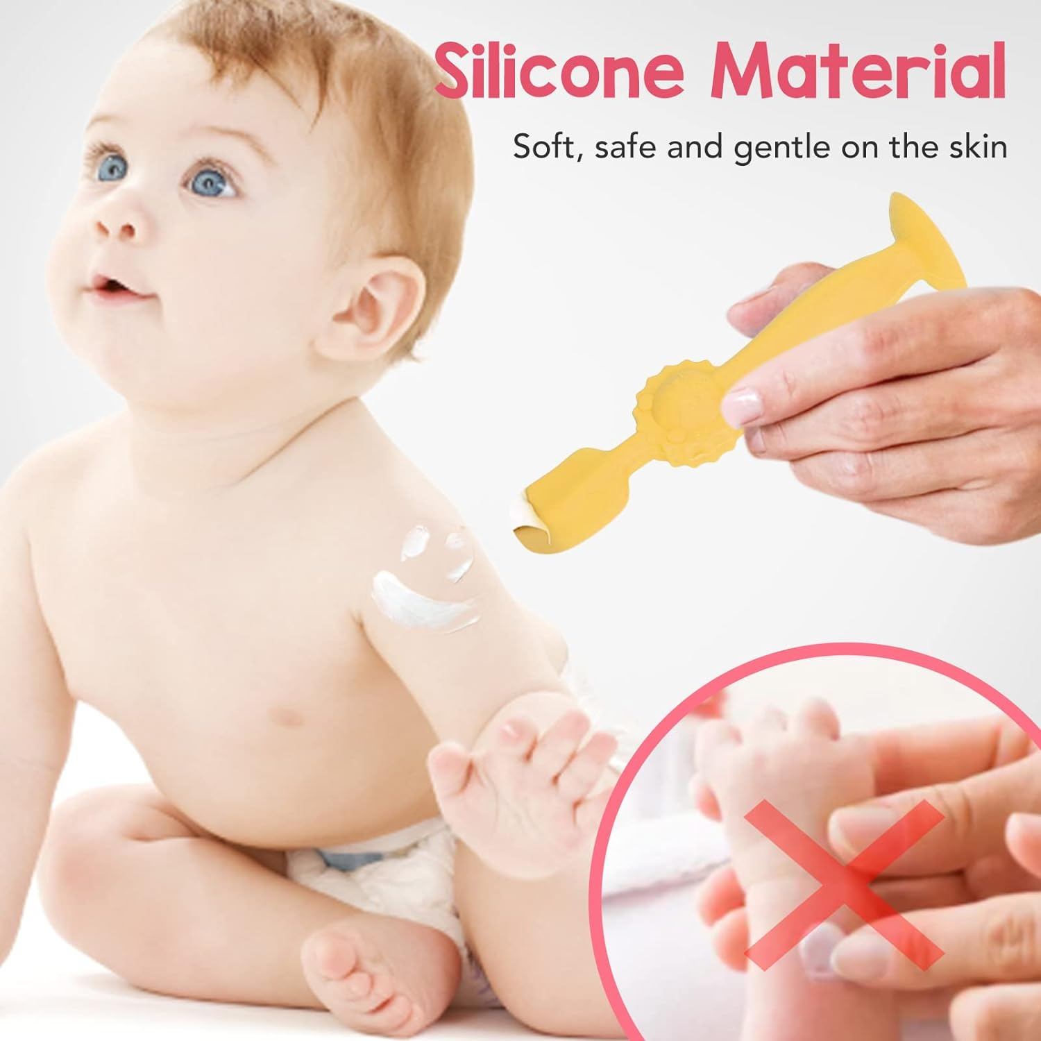 Diaper Cream Spatula, Mini for Butt Paste Diaper Cream, Soft Silicone Baby Butt Cream Diaper Cream Applicator, Rash Cream Butt Paste Spatula Baby Necessities (Yellow) image number 6