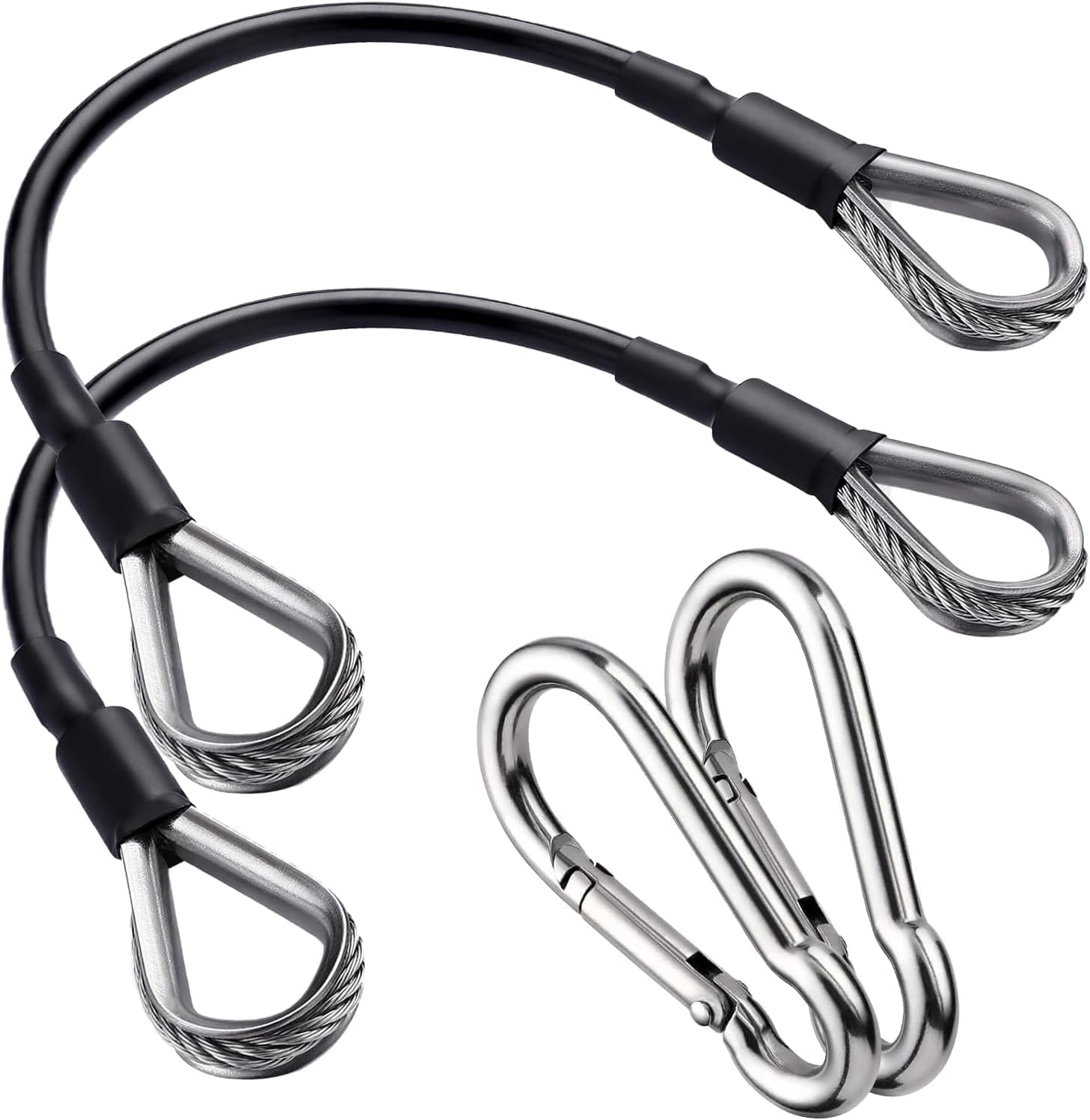 Lexziuo 2PCS Gym Cable Extension Strap with Carabiner, Fitness Pulley Workout Cable for Cable Machine, Home Gym Accessories & Strength Training Equipment, Stainless Steel Connector image number 6