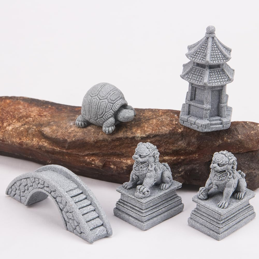 ZORZA 1Set Mini Chinese-Style Sandstone Figurines Enchanting Garden Bridge for Fairy Gardens Mini Zen Garden Decor Miniature Garden Accessories for Bonsai Terrariums Fish Tanks Decorations image number 6