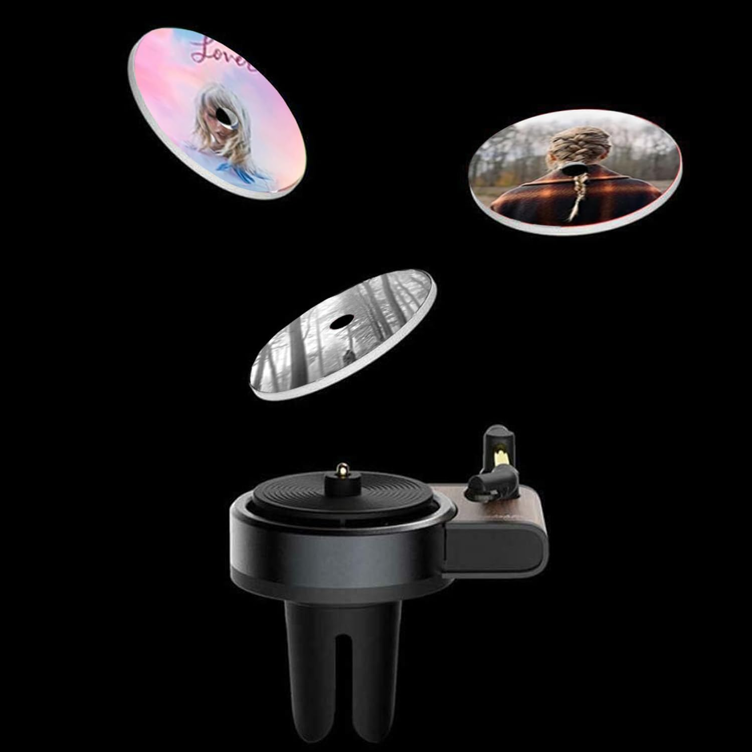 2 Pcs Taylor Car Air Fresheners Vent Clips with 12 Pcs Album Cover Air Fresheners, Retro Style Record Player Air Freshener Car Accessories Decoration, Music Lovers Gift image number 1