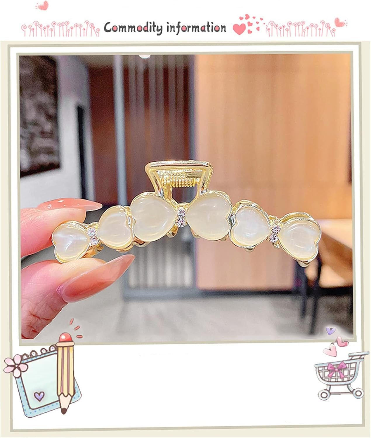 Opal Woman Hair Clips, Hair Accessories, Decorative Hair Clips Girls Women,Heart