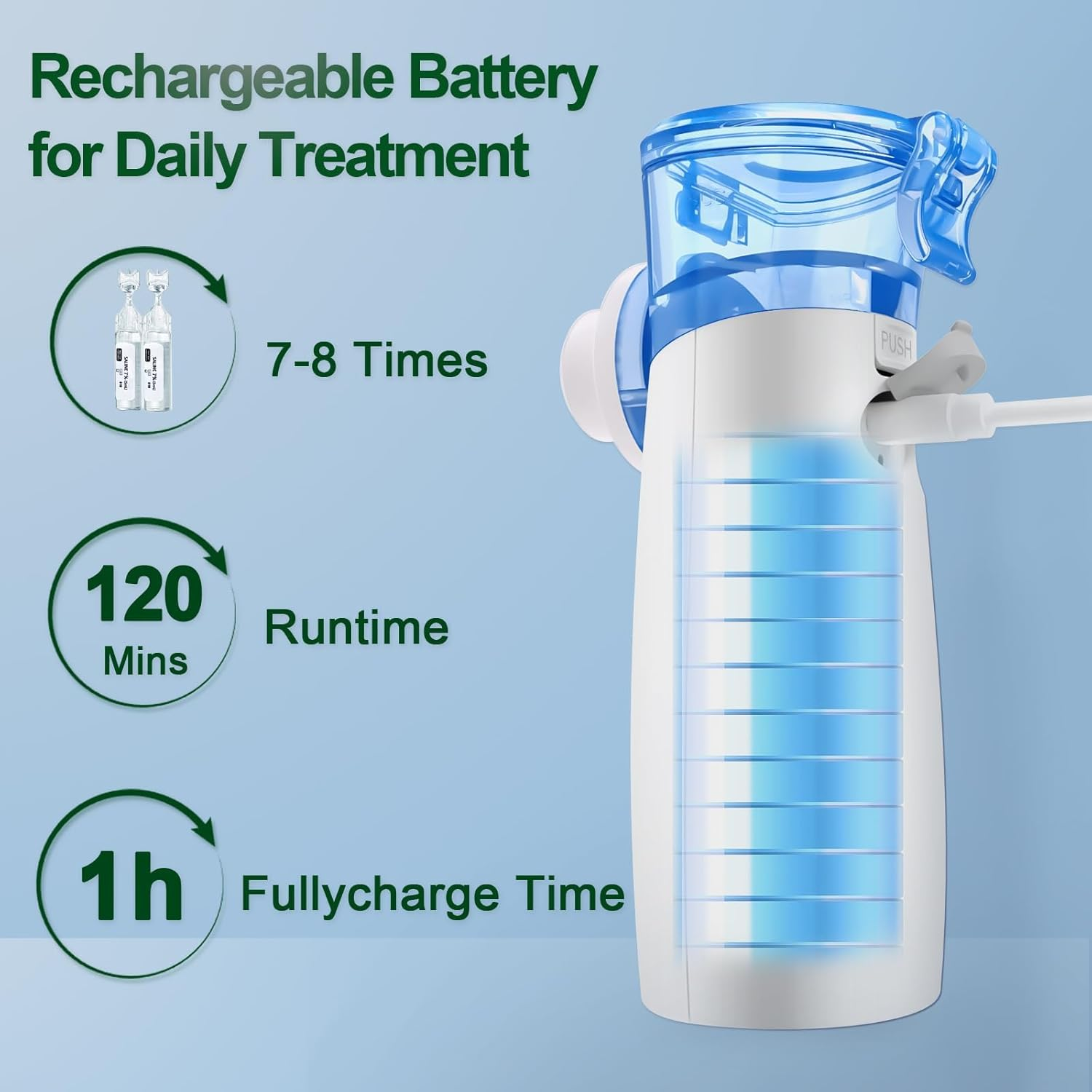 Nebulizer, Nebulizer Machine for Adults, Portable Nebulizer for Kids, Rechargeable Nebulizer with Adjustable Nebulization Rate, FSA HSA Nebulizer Home image number 6