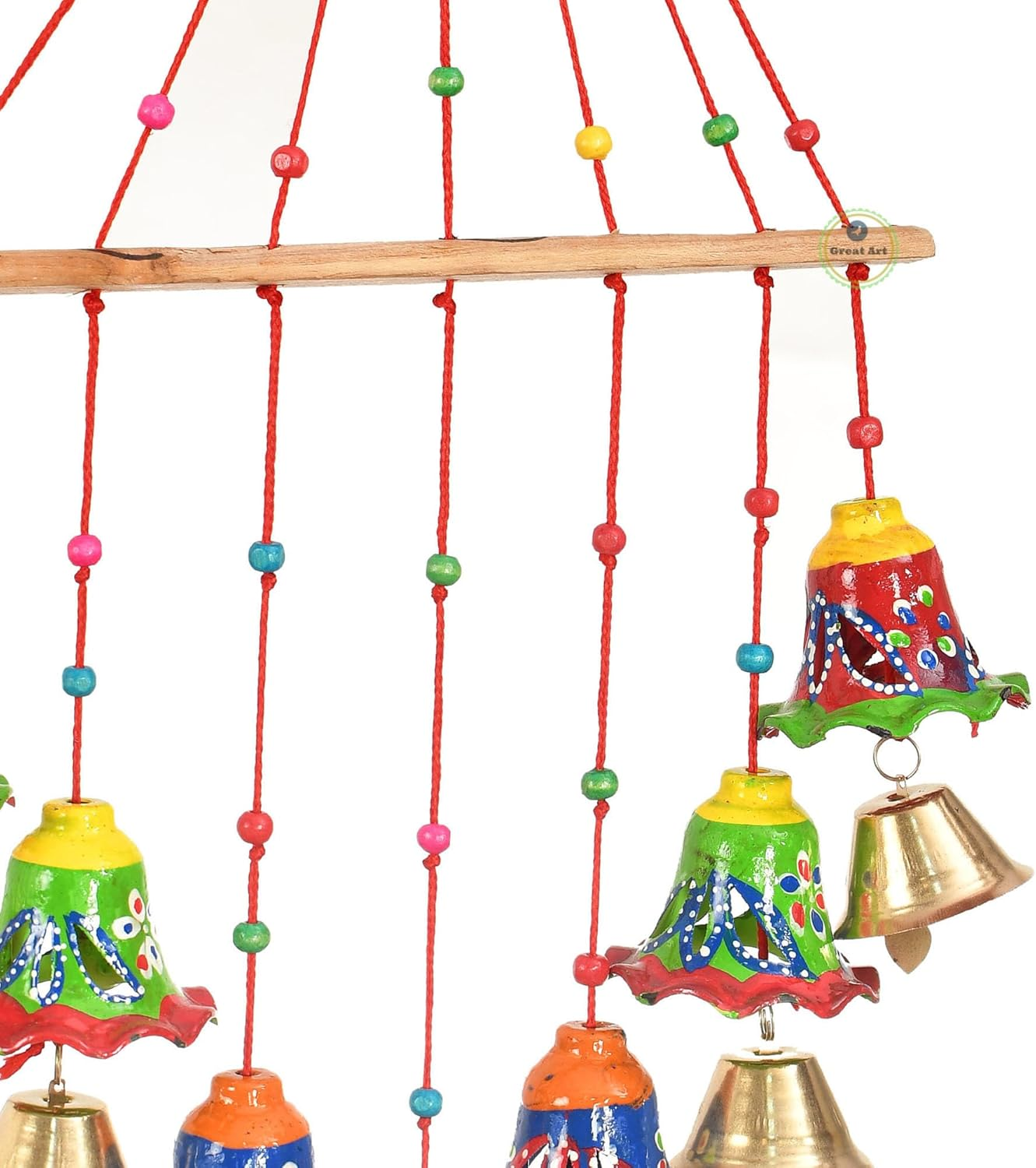 Pack of 1 Traditional Wall Door Hanging Lotus Latkan Toran with Bells - Main Door Entrance Pooja Room Home Temple Wedding Festival Decor - Diwali Decoration Items For image number 4