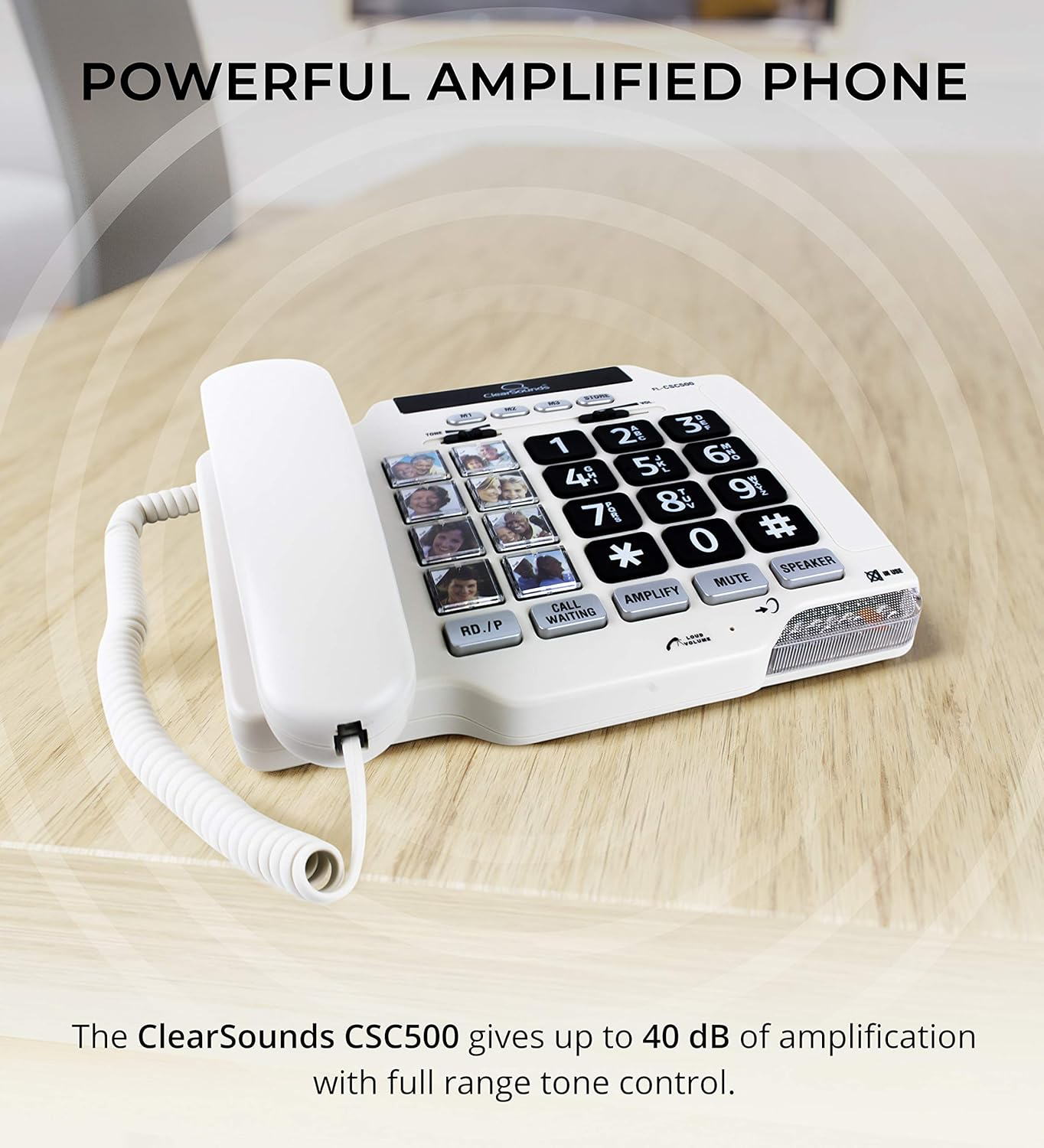 Clearsounds CSC500 Amplified Landline Phone with Speakerphone and Photo Frame Buttons - up to 40Db Amplification, T-Coil Hearing Aid Compatible image number 4