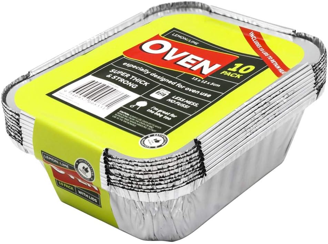 60X Small Foil Food Container Tray and Lid Roasting BBQ Takeaway Oven Trays image number 2