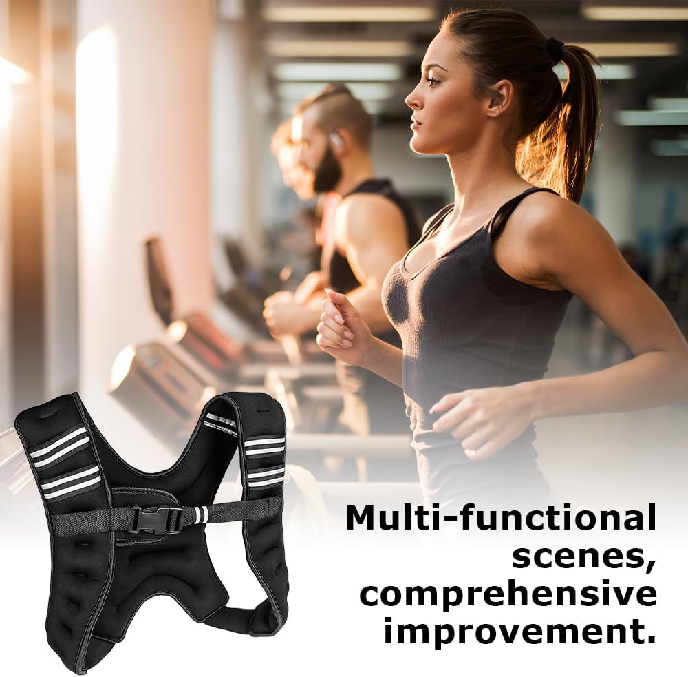 TOMVAES Adjustable Weighted Vest for Men & Women, Multi-Functional Reinforced Training Vest for Cardio and Strength Workouts, Fitness, Outdoor Training（Black） image number 5
