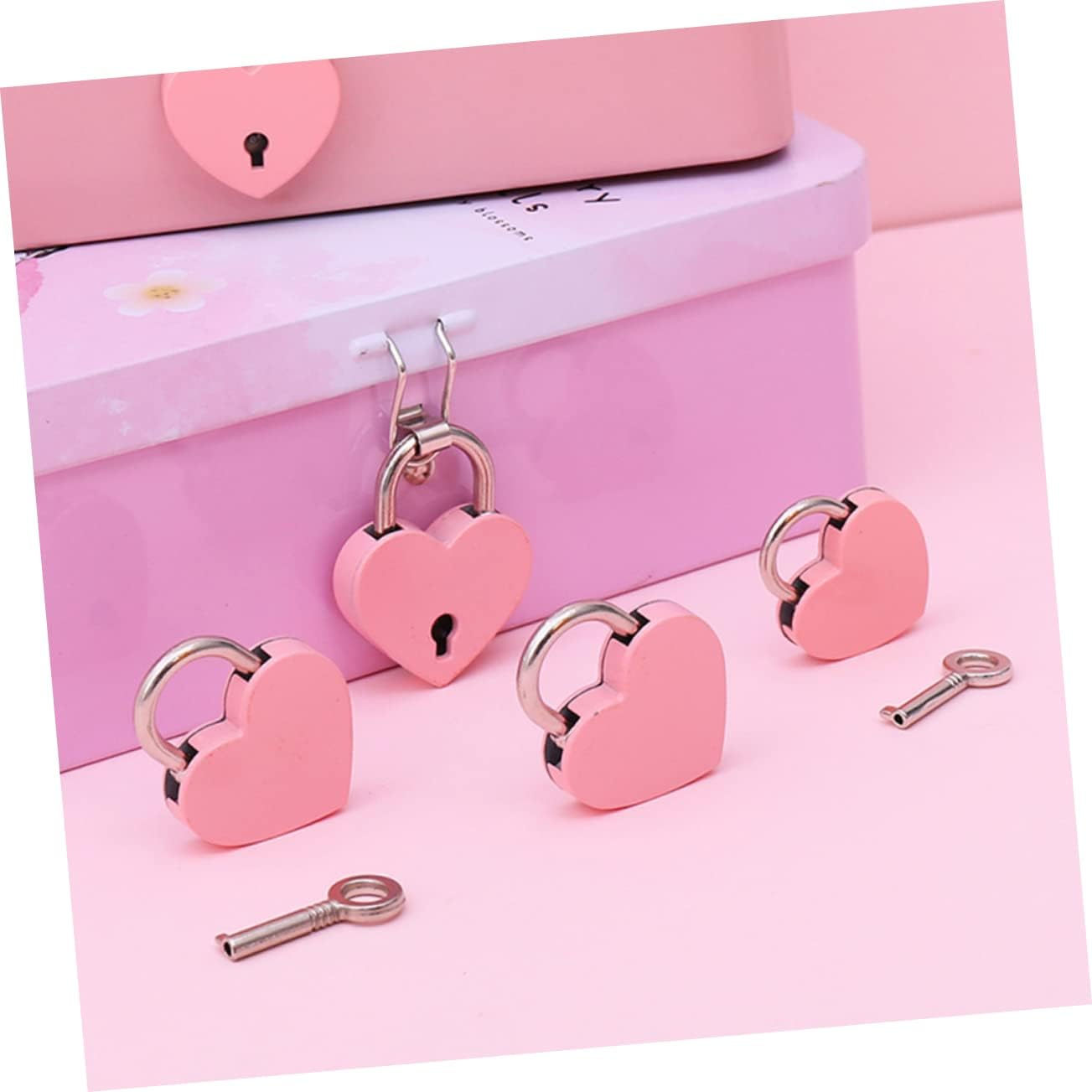EXHUMKY 2Pcs Security Padlock for Travel and Home Small Locks Heart Shape Mini Diary Locks for Dorm and Door image number 5