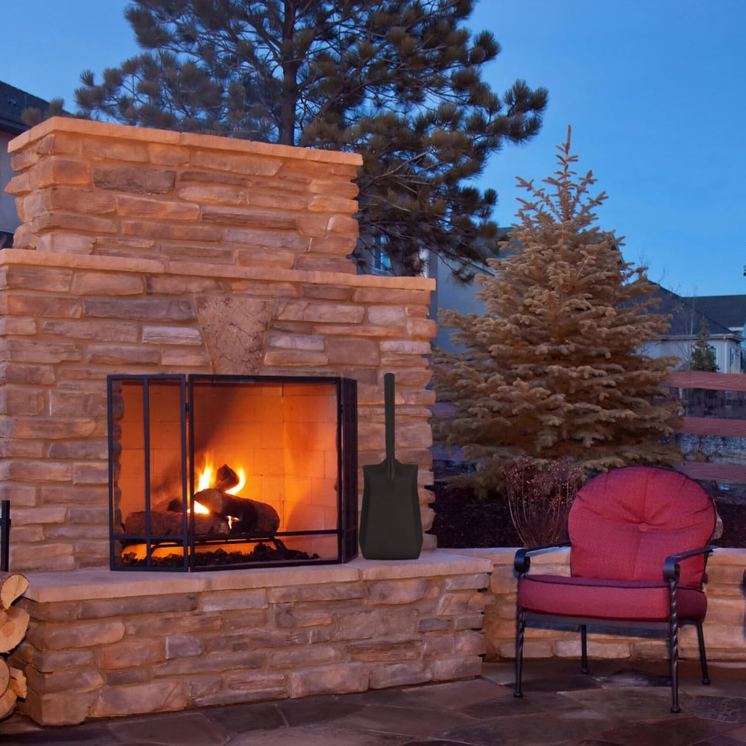 STOBAZA Fireplace Shovel Stainless Steel Ash Shovel with Handle Fireplace Scoop Coal Shovel Gardening Shovel for Wood Stove Hearth Cleaning Black image number 2