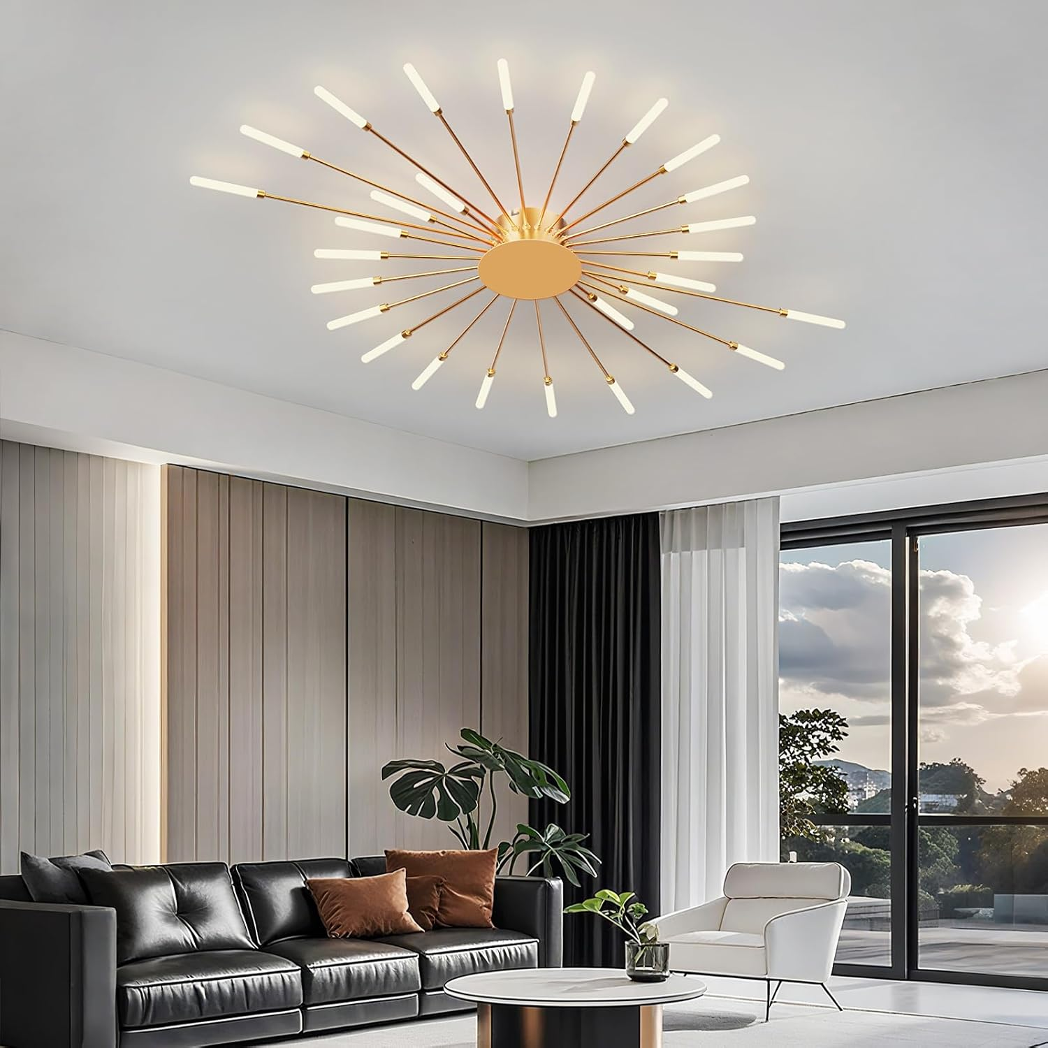 YZBEIMDAI LED Ceiling Light, Modern Living Room Lamp, Fireworks Design, Matel Acrylic Bedroom Lamp, Ceiling Lighting for Living Room, Kitchen, Dining Room, 4000 K Neutral Light image number 2