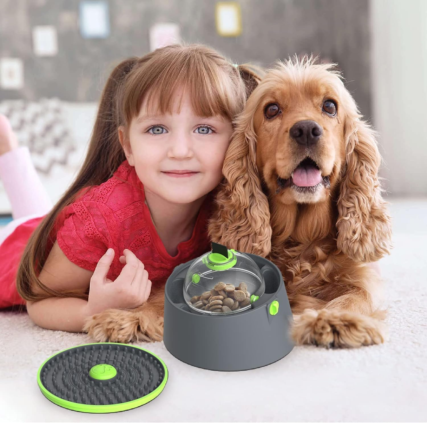 Pet Slow Feeder Set,Dog Bowls,Dog Lick Mat,Pet Puzzle Toys 3 in 1, Suitable for Dogs and Cats